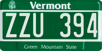 VT license plate ZZU394