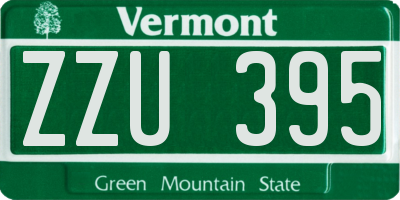 VT license plate ZZU395
