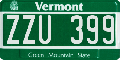 VT license plate ZZU399