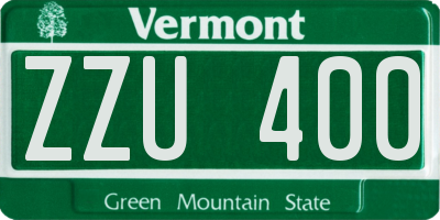 VT license plate ZZU400
