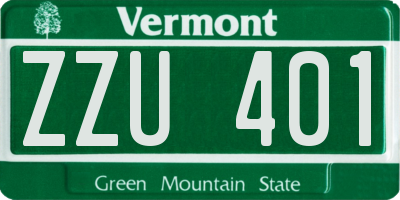 VT license plate ZZU401