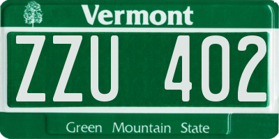 VT license plate ZZU402