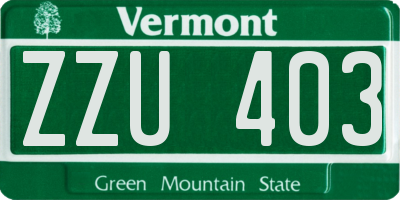 VT license plate ZZU403