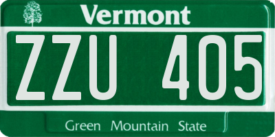 VT license plate ZZU405