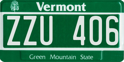 VT license plate ZZU406