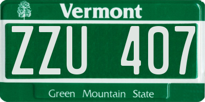 VT license plate ZZU407