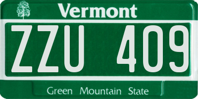 VT license plate ZZU409