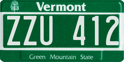 VT license plate ZZU412