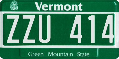 VT license plate ZZU414