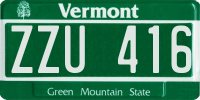 VT license plate ZZU416
