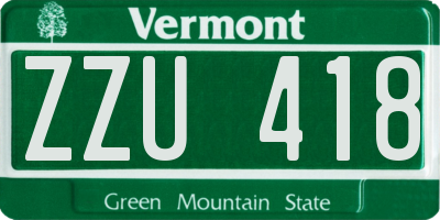 VT license plate ZZU418