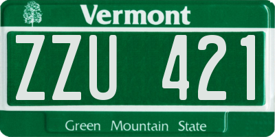 VT license plate ZZU421