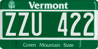 VT license plate ZZU422