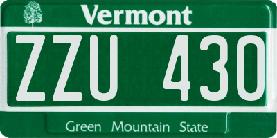 VT license plate ZZU430