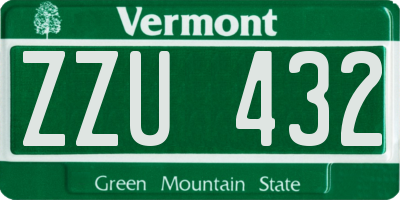 VT license plate ZZU432