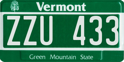VT license plate ZZU433