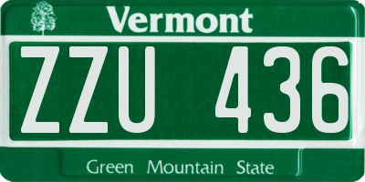 VT license plate ZZU436