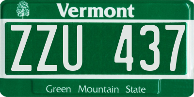 VT license plate ZZU437