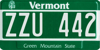 VT license plate ZZU442