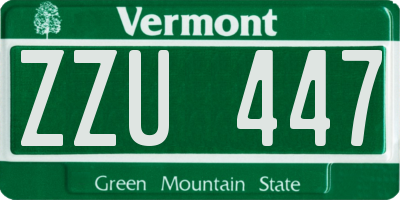 VT license plate ZZU447