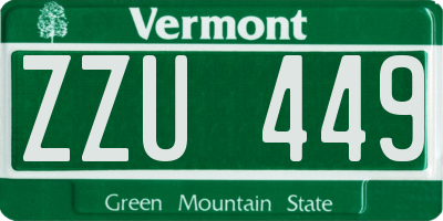 VT license plate ZZU449