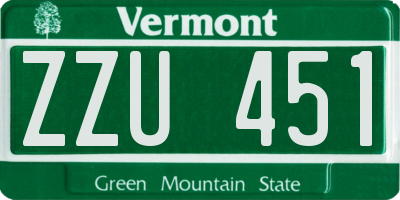 VT license plate ZZU451