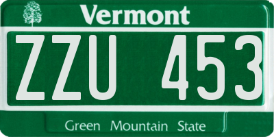VT license plate ZZU453