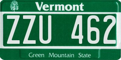 VT license plate ZZU462