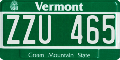 VT license plate ZZU465