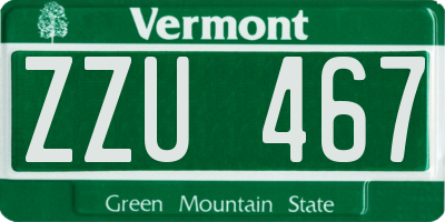 VT license plate ZZU467