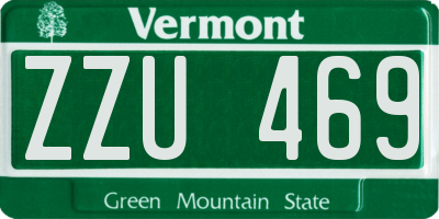 VT license plate ZZU469