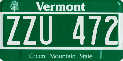 VT license plate ZZU472