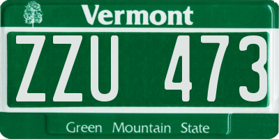VT license plate ZZU473