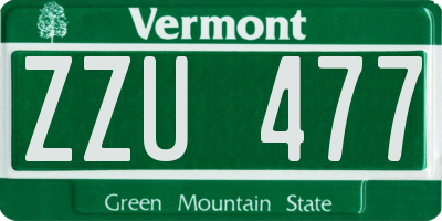 VT license plate ZZU477