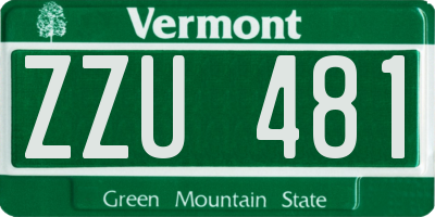 VT license plate ZZU481