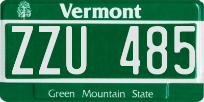 VT license plate ZZU485