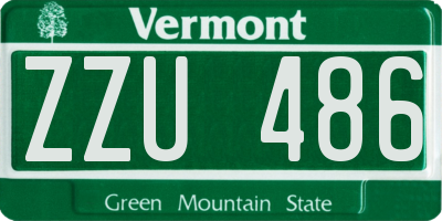 VT license plate ZZU486