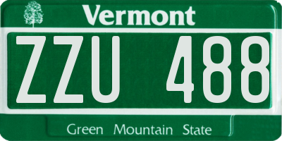 VT license plate ZZU488