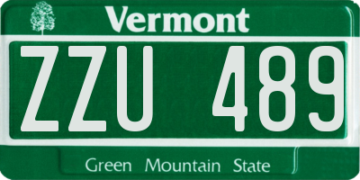 VT license plate ZZU489