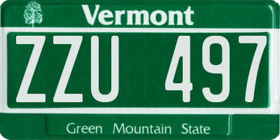 VT license plate ZZU497