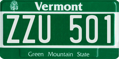 VT license plate ZZU501