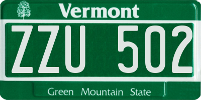 VT license plate ZZU502