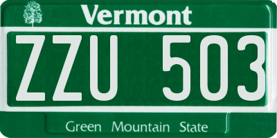 VT license plate ZZU503