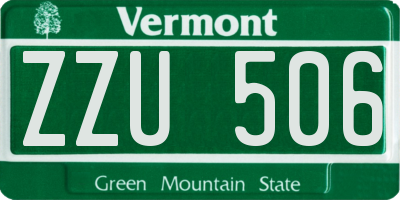 VT license plate ZZU506