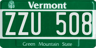 VT license plate ZZU508