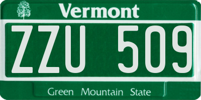VT license plate ZZU509