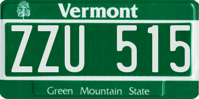 VT license plate ZZU515