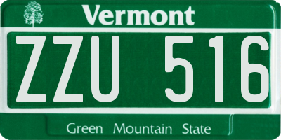 VT license plate ZZU516
