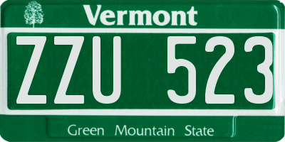 VT license plate ZZU523
