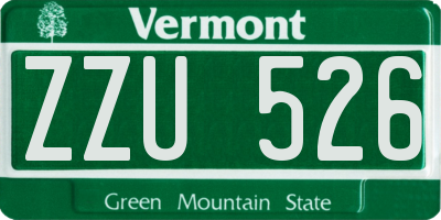 VT license plate ZZU526
